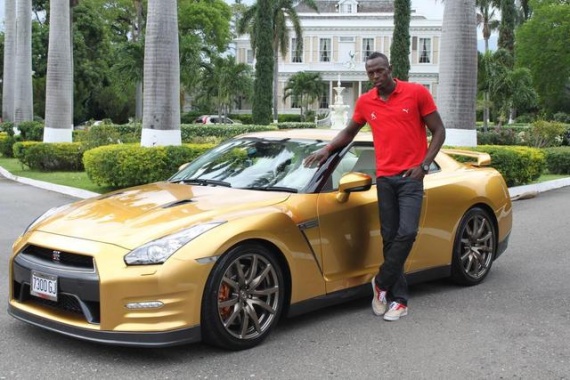 Mr. Bolt Obtains a Particular Gold 2014 Nissan GT-R in Jamaica